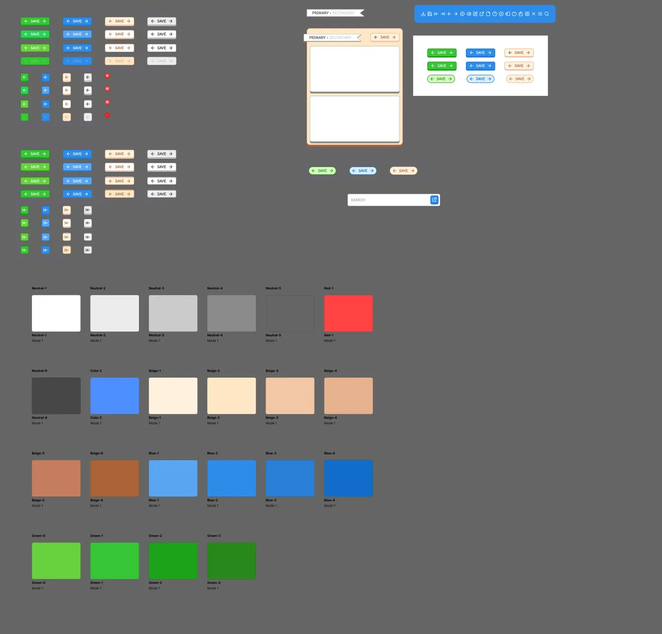 Design system: buttons, icons, and colour ramps
